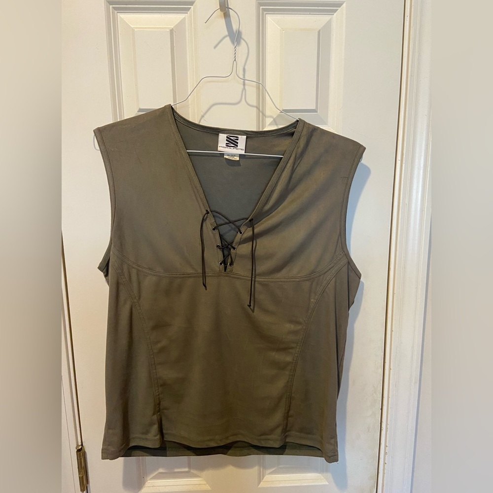 Men’s Forest Green Lace-up Tank Top